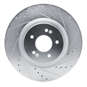 Hyundai SONATA Brake Rotor (1) - Front Right - R1 Concepts - Drilled & Slotted - Silver - `21-`26